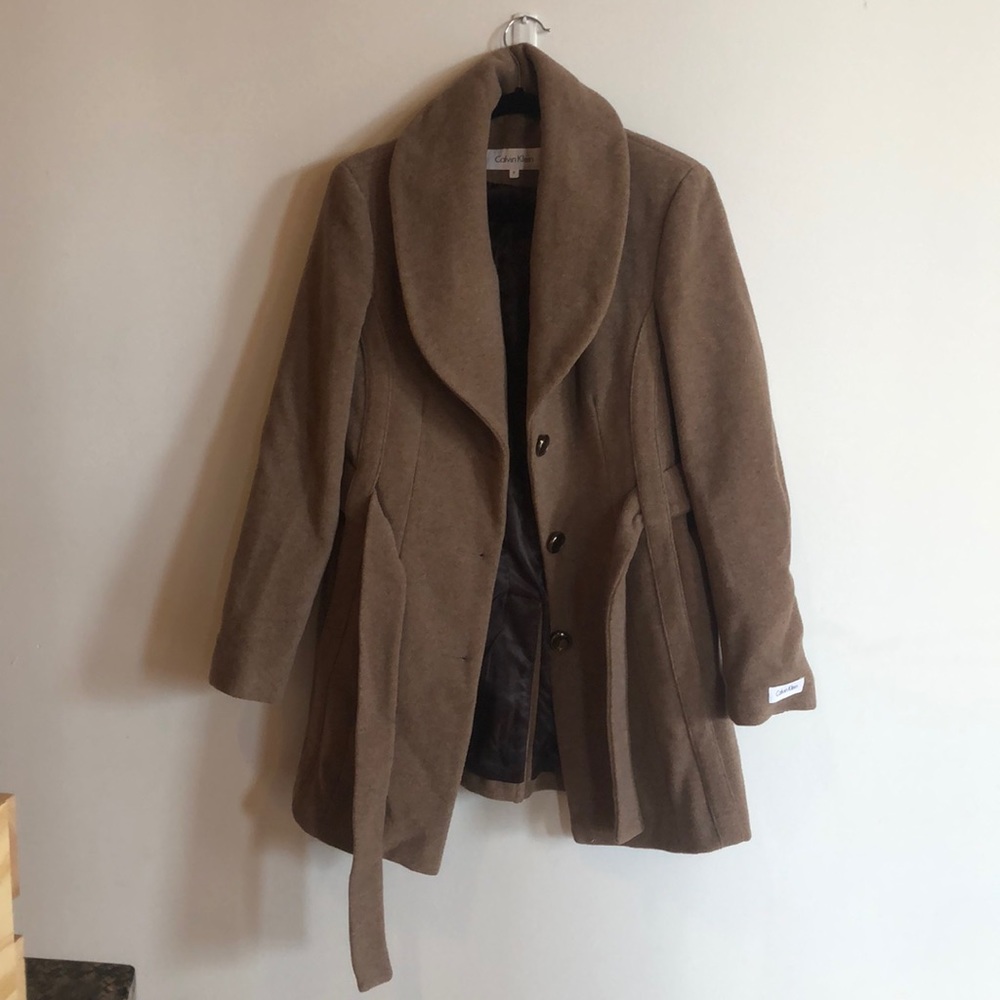 Calvin Klein warm pea coat brown/grey
